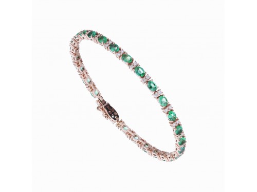 Bracciale Golay in Oro Rosa con Smeraldi e Diamanti Bianchi