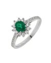 Bague Golay en or blanc sertie de diamants et d'une émeraude