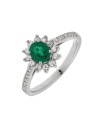Golay White Gold Ring with Diamonds and Emerald