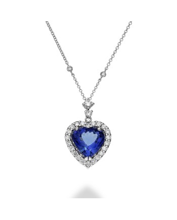 Girocollo Golay in Oro Bianco con Pendente Tanzanite a Cuore e Diamanti Bianchi