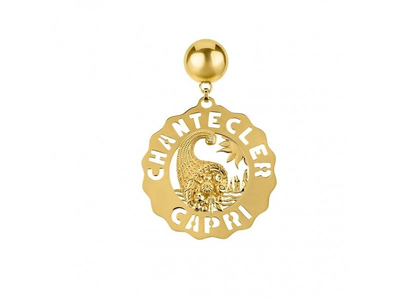 Mono Orecchino Chantecler Logo Grande Cornucopia in Oro Giallo e Diamanti
