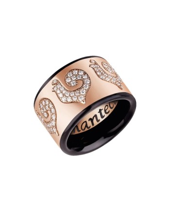 Bague Chantecler Carousèl sertie de diamants pavés et ornée d'émail noir