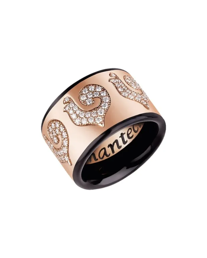 Bague Chantecler Carousèl sertie de diamants pavés et ornée d'émail noir