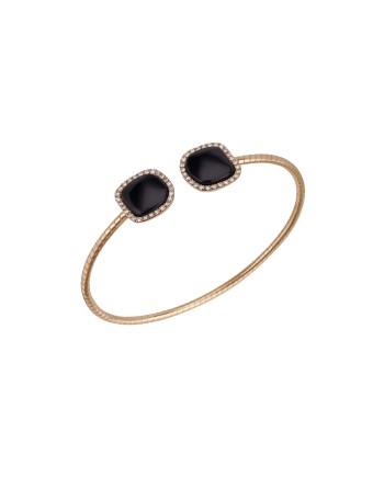 Bracciale Rigido Chantecler Enchantè in Oro Rosa con Diamanti e Onice