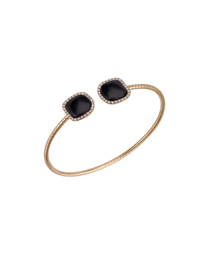 Bracciale Rigido Chantecler Enchantè in Oro Rosa con Diamanti e Onice