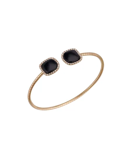 Bracciale Rigido Chantecler Enchantè in Oro Rosa con Diamanti e Onice