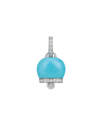 Ciondolo Chantecler Campanelle Medio in Oro Bianco, Diamanti Turchese