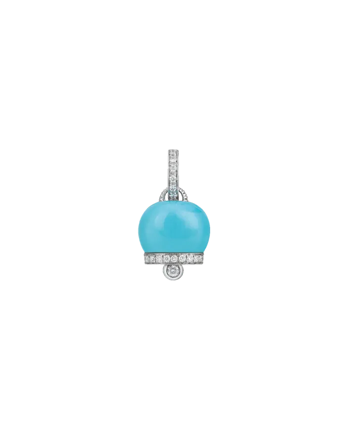 Ciondolo Chantecler Campanelle Medio in Oro Bianco, Diamanti Turchese