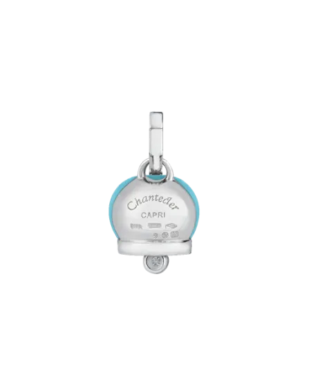 Ciondolo Chantecler Campanelle Medio in Oro Bianco, Diamanti Turchese