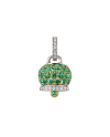 Ciondolo Medio Chantecler con Campanella in Oro Bicolore con Pavè di Smeraldi e Diamanti