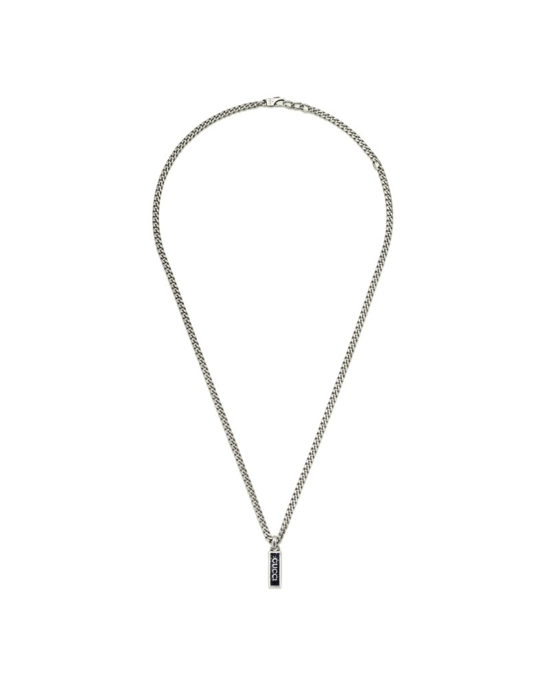 Gucci Interlocking Necklace in Silver with Enamel Pendant