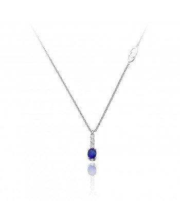 Collier Chimento Tradition Diamond Queen en or blanc avec pendentif en diamant et saphir