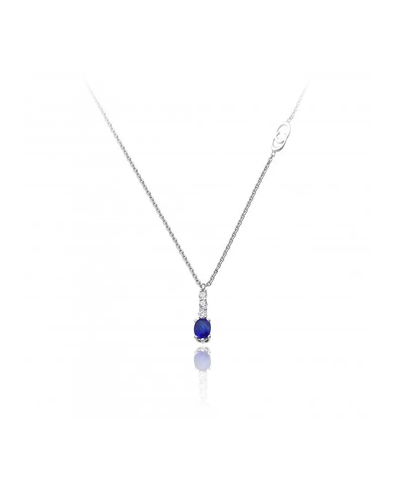 Collana Chimento Tradition Diamond Queen in Oro Bianco con Pendente Diamanti e Zaffiro