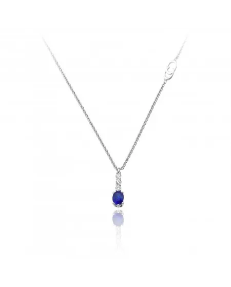 Chimento Tradition Diamond Queen Necklace in White Gold with Diamond and Sapphire Pendant
