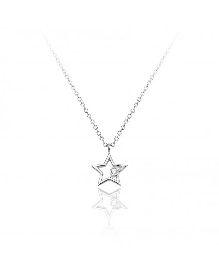 Chimento "Love in" Star Pendant Necklace in White Gold with White Diamond