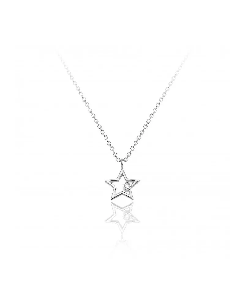Pendente a Stella con Collana Chimento "Love in" in Oro Bianco con Diamante Bianco