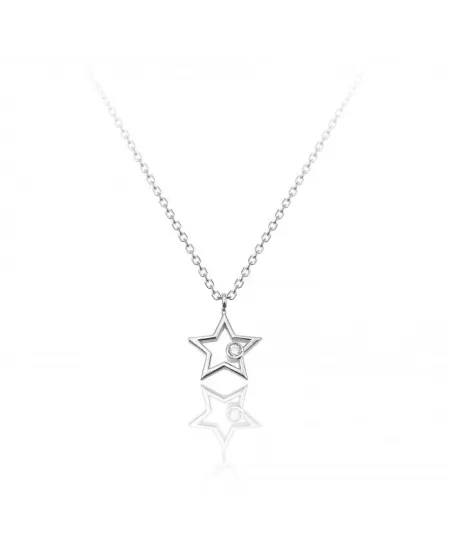 Collier pendentif étoile Chimento « Love in » en or blanc avec diamant blanc