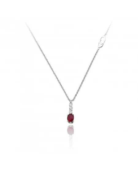 Chimento Tradition Diamond Queen Necklace in White Gold with Diamond and Ruby Pendant