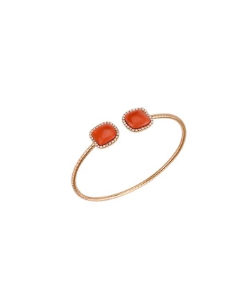 Bracciale Rigido Chantecler Enchantè in Oro Rosa con Diamanti e Corallo