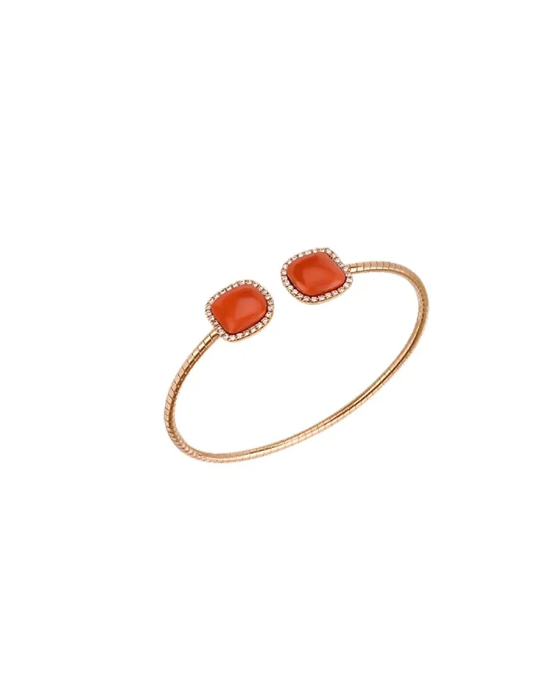Bracciale Rigido Chantecler Enchantè in Oro Rosa con Diamanti e Corallo