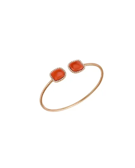 Bracciale Rigido Chantecler Enchantè in Oro Rosa con Diamanti e Corallo