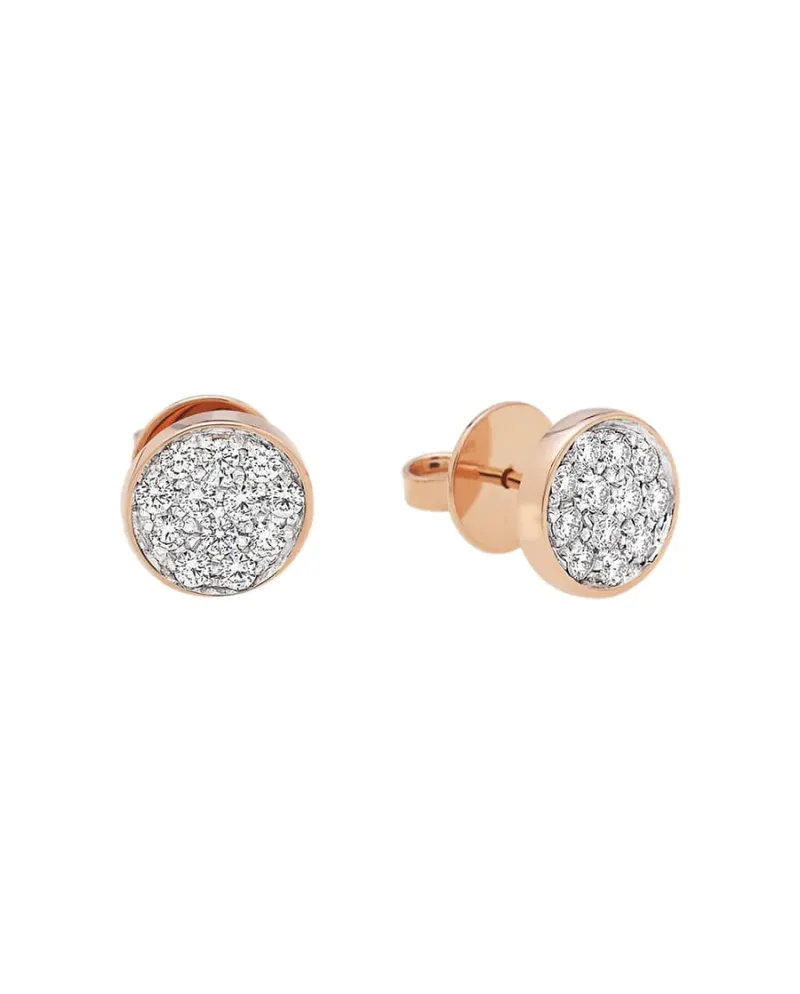 Orecchini Chantecler Coprilobo Paillettes in Oro Rosa con Diamanti Bianchi
