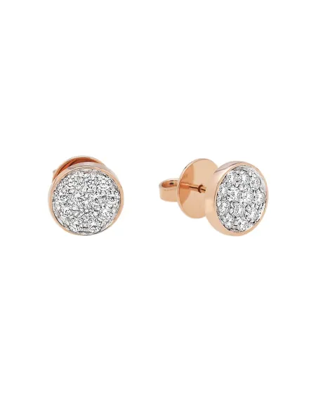 Orecchini Chantecler Coprilobo Paillettes in Oro Rosa con Diamanti Bianchi