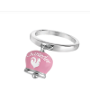 Anello Chantecler Et Voilà con Campanella in Argento, Smalto Rosa e Farfalla