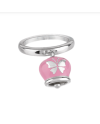Anello Chantecler Et Voilà con Campanella in Argento, Smalto Rosa e Farfalla