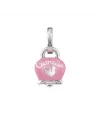 Ciondolo Chantecler Et Voilà Piccolo con Campanella in Argento, Smalto Rosa e Farfalla