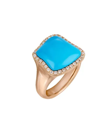 Bague Chantecler Enchantè en or rose avec diamants et turquoise