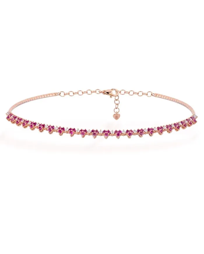 Buonocore Eternity Necklace in Rose Gold with Diamonds and Pink Sapphires