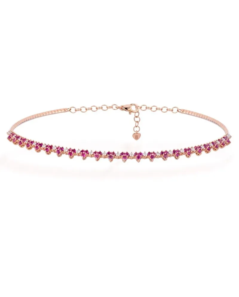 Buonocore Eternity Necklace in Rose Gold with Diamonds and Pink Sapphires