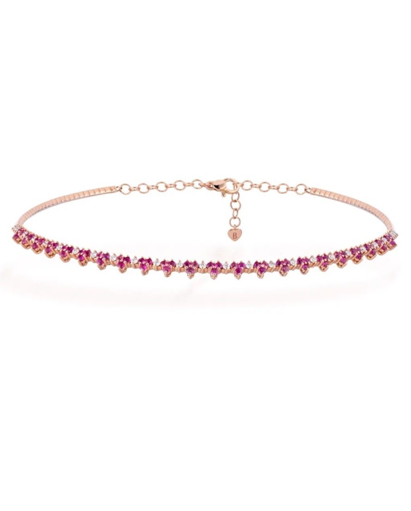 Collana Buonocore Eternity in Oro Rosa con Diamanti e Zaffiri Rosa