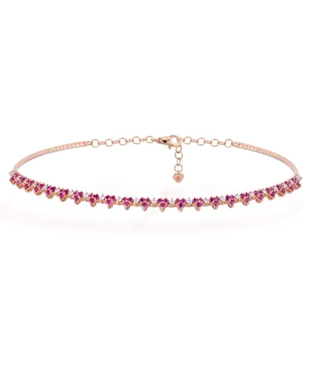Collier Éternité Buonocore en or rose avec diamants et saphirs roses