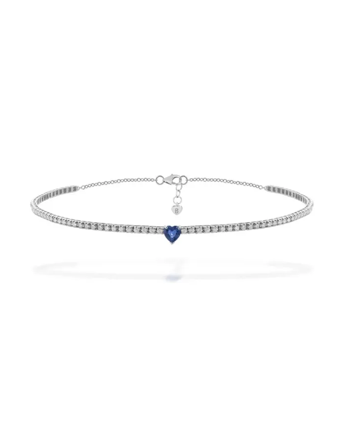 Buonocore Eternity Chocker in White Gold with Heart Sapphire Diamonds