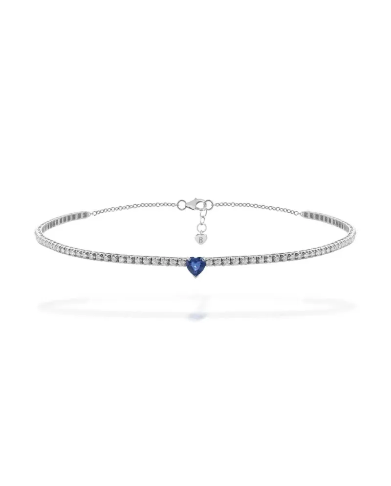 Chocker Buonocore Eternity in Oro Bianco con Diamanti Zaffiro Cuore