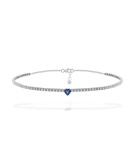 Chocker Buonocore Eternity in Oro Bianco con Diamanti Zaffiro Cuore