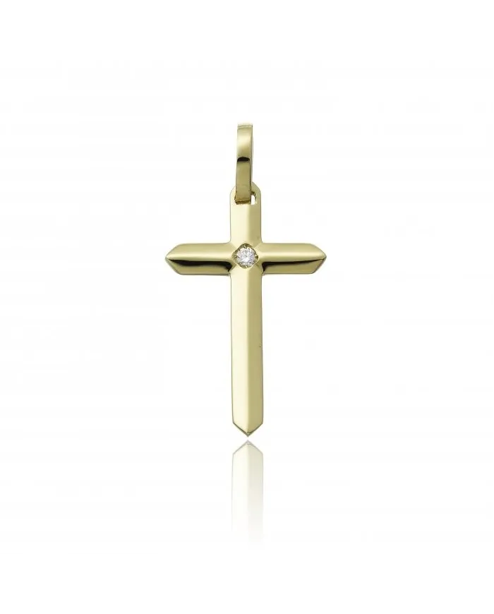 Croce Chimento Tradition Gold Immagini Sacre in Oro Giallo con Diamante Bianco