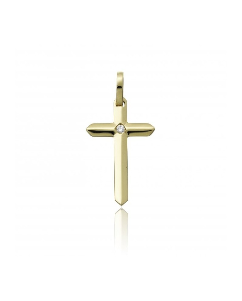 Croce Chimento Tradition Gold Immagini Sacre in Oro Giallo con Diamante Bianco