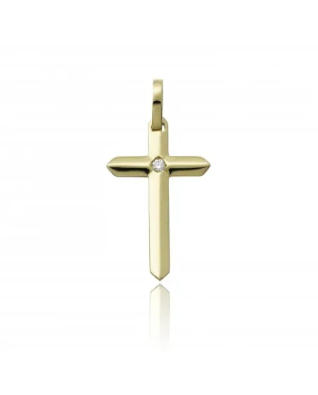 Croce Chimento Tradition Gold Immagini Sacre in Oro Giallo con Diamante Bianco