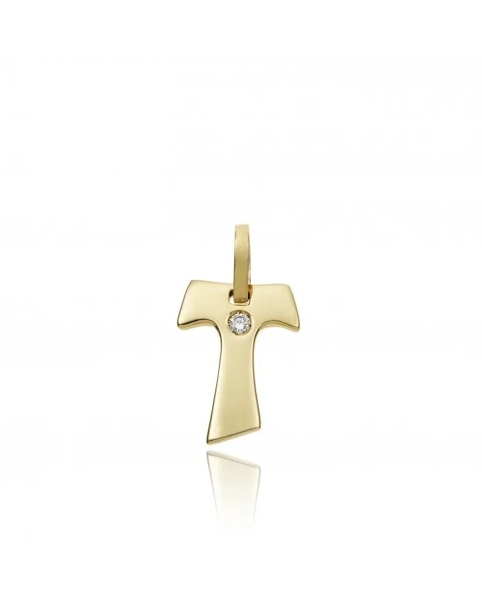 Croce Chimento Tradition Gold Immagini Sacre in Oro Giallo con Diamante Bianco
