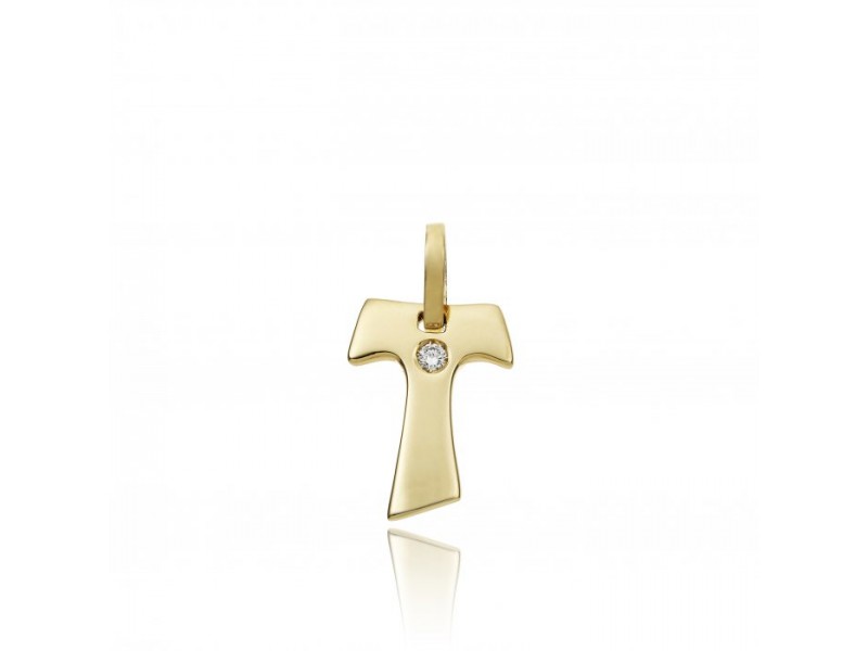 Croce Chimento Tradition Gold Immagini Sacre in Oro Giallo con Diamante Bianco