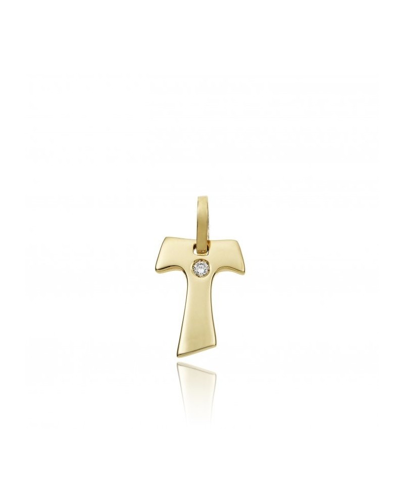Croce Chimento Tradition Gold Immagini Sacre in Oro Giallo con Diamante Bianco