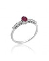 Chimento Queen Ring in White Gold with White Diamonds and Ruby