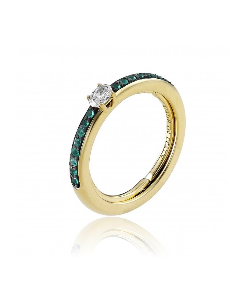 Anello Chimento Forever Stack Me Line in Oro Giallo con Smeraldi e Diamante
