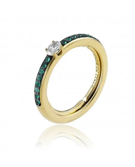 Anello Chimento Forever Stack Me Line in Oro Giallo con Smeraldi e Diamante