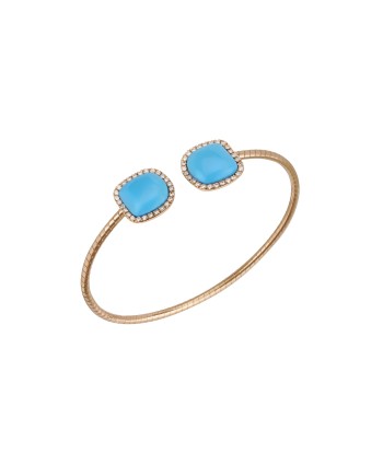 Bracciale Rigido Chantecler Enchantè in Oro Rosa con Diamanti e Turchese