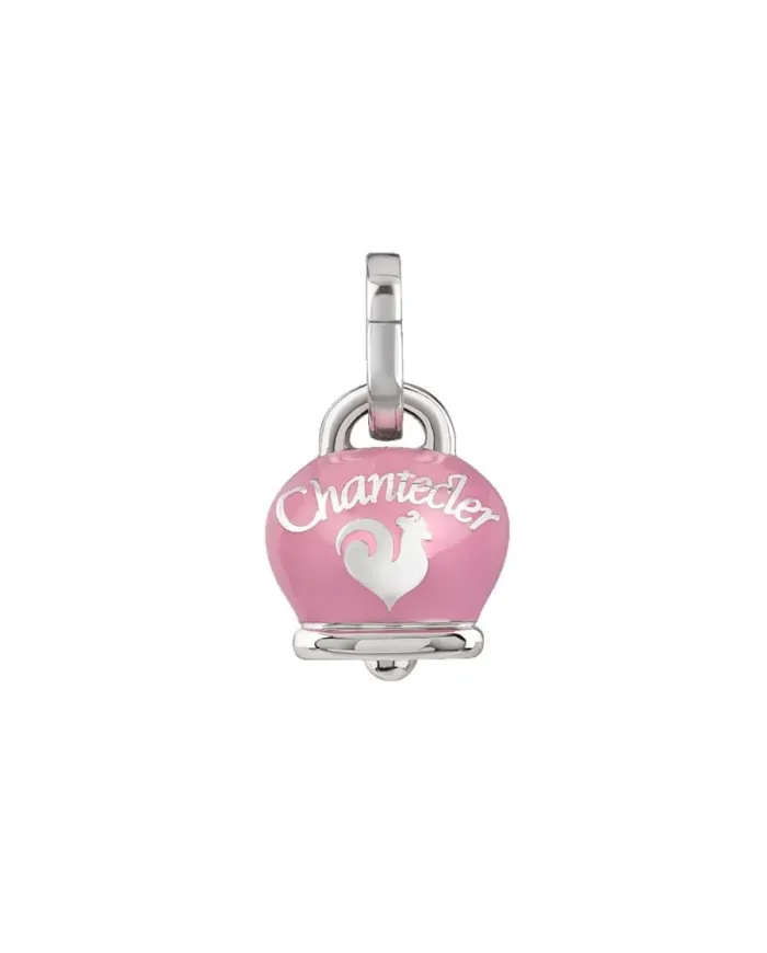 Ciondolo Chantecler Et Voilà Medio con Campanella in Argento, Smalto Rosa e Farfalla