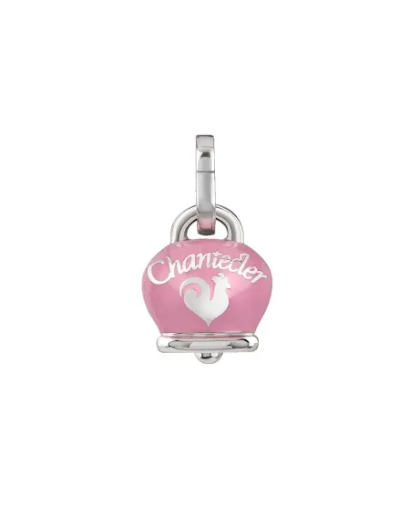 Ciondolo Chantecler Et Voilà Medio con Campanella in Argento, Smalto Rosa e Farfalla
